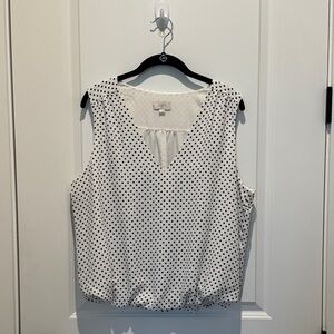 LOFT Black and White V-Neck Blouse